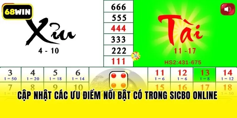 Cập nhật các ưu điểm nổi bật có trong Sicbo online 